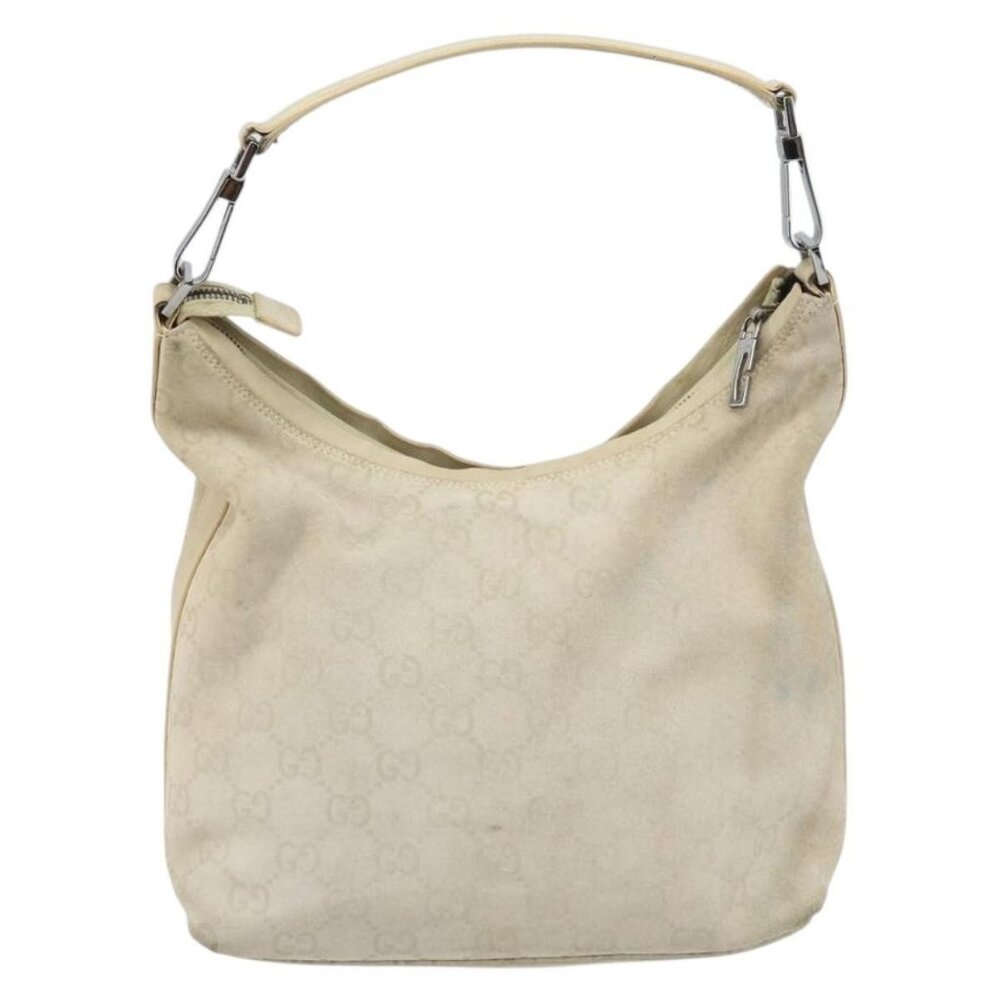 GUCCI GG Canvas Shoulder Bag Suede White Silver 000 0602 Auth am10075 - Picture 3 of 16